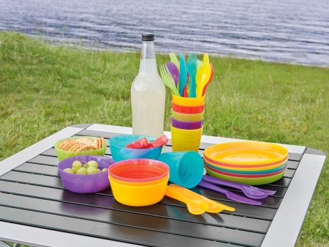 Posate, bicchieri, piatti o ciotole riutilizzabili