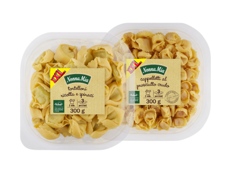 Tortelloni ricotta e spinaci o cappelletti al prosciutto crudo