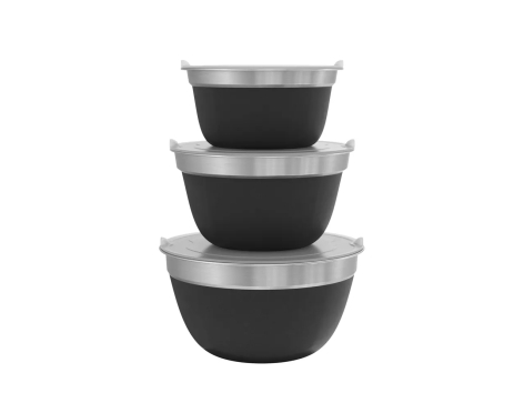 Set ciotole in acciaio con coperchio