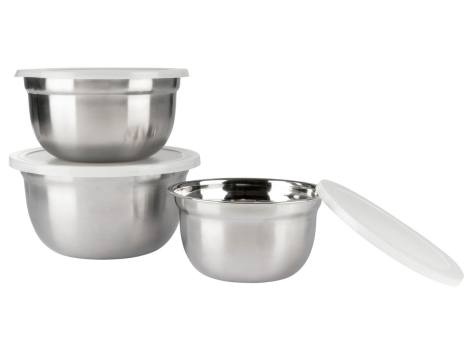 Set ciotole in acciaio con coperchio