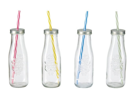 Set bicchieri con cannuccia