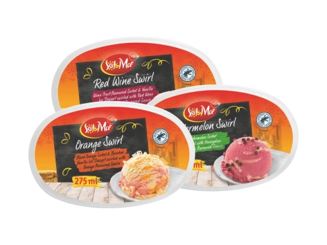 Gelato variegato con sorbetto alla frutta