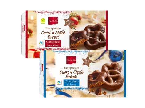 Pan speziato a forma di brezel, stella e cuore