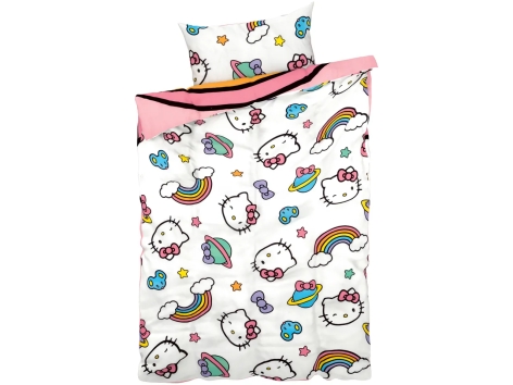Parure copripiumino per bambini "Hello Kitty, Minions, Miraculous, Paw Patrol, Peppa Pig, Sam il Pompiere"