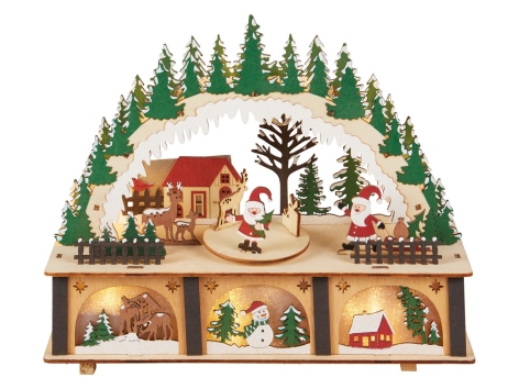 Paesaggio natalizio a LED in legno