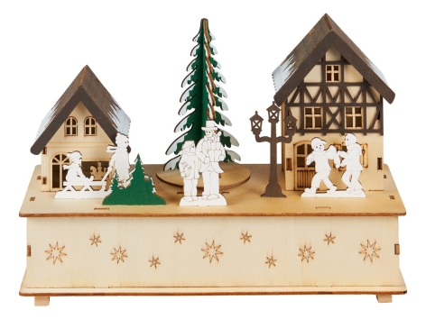 Paesaggio natalizio a LED in legno