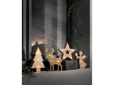 Catena luminosa LED con figure in legno