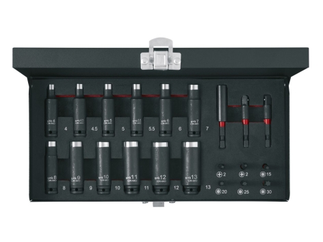 Set chiavi a bussola e punte per avvitatore a percussione, 21 pezzi