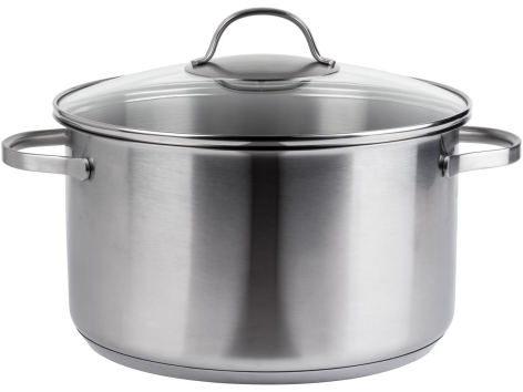 Pentola in acciaio con coperchio in vetro