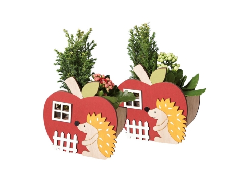 Figure autunnali in vaso di legno