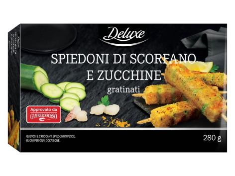 Spiedoni di scorfano e zucchine gratinati