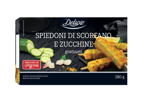 Spiedoni di scorfano e zucchine gratinati