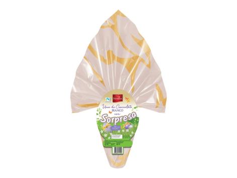 Uovo di cioccolato bianco con sorpresa