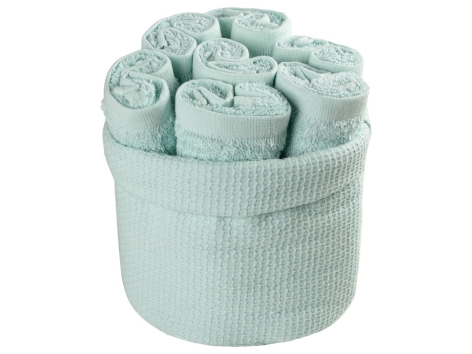 Asciugamano con cestino decorativo