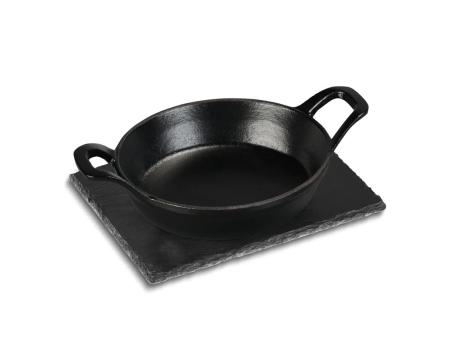 Piastra in ghisa da grigliata con piatto in ardesia