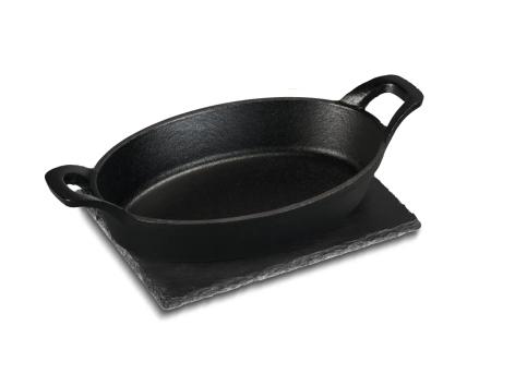 Piastra in ghisa da grigliata con piatto in ardesia