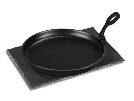 Piastra in ghisa da grigliata con piatto in ardesia