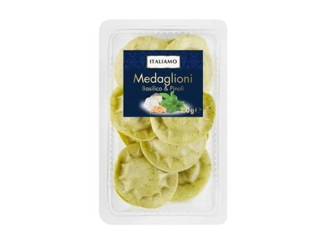 Medaglioni con basilico e pinoli