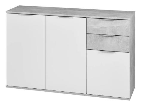 Mobiletto con 3 ante e 2 cassetti, bianco/grigio