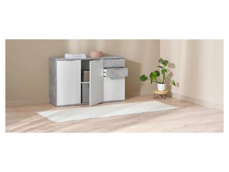 Mobiletto con 3 ante e 2 cassetti, bianco/grigio