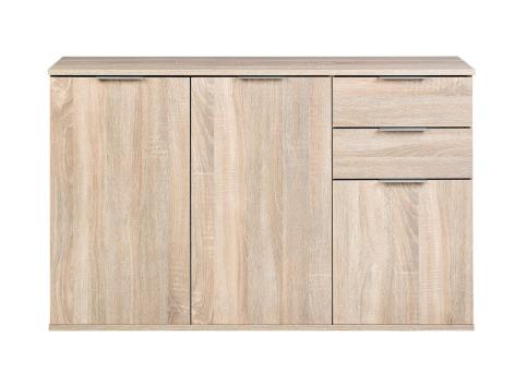 Mobiletto con 3 ante e 2 cassetti, simil-quercia