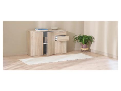 Mobiletto con 3 ante e 2 cassetti, simil-quercia