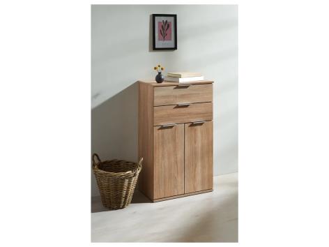 Mobiletto 2 cassetti e 2 ante, simil-quercia