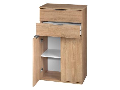 Mobiletto 2 cassetti e 2 ante, simil-quercia