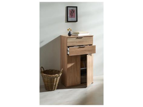 Mobiletto 2 cassetti e 2 ante, simil-quercia