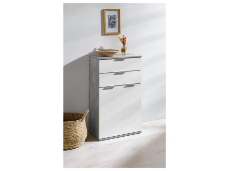 Mobiletto 2 cassetti e 2 ante, bianco/grigio