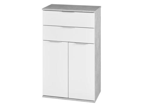 Mobiletto 2 cassetti e 2 ante, bianco/grigio