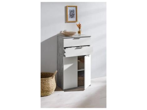 Mobiletto 2 cassetti e 2 ante, bianco/grigio