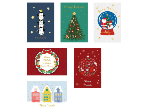 Set biglietti di auguri natalizi, 6 pezzi