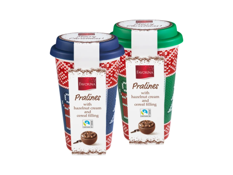 Tazza natalizia in ceramica con coperchio