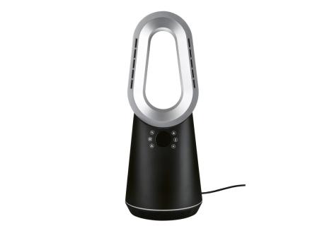 Ventilatore da collo portatile, regolabile a 360 gradi, mini ventilatore da collo senza pale, con 5 marce, ricaricabile, USB, ventilatore indossabile con luce colorata per respirazione (nero