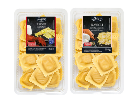 Ravioli all’astice o gamberi, burrata e limone