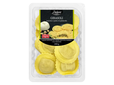 Girasoli con burrata e pesto di pistacchio