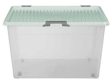 Contenitore Organizer Con Rotelle CASARIA 120L - Box Plastica Trasparente Con Coperchio, Per Cambio Stagione