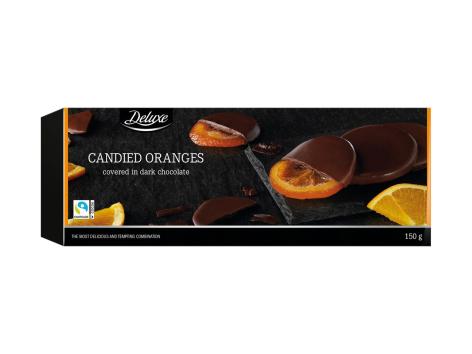 Arance candite ricoperte di cioccolato fondente