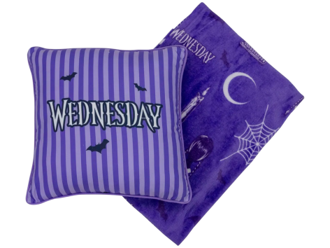 Set coperta e cuscino in pile “Wednesday”