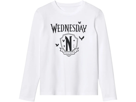 Maglia a maniche lunghe da bambina “Wednesday”