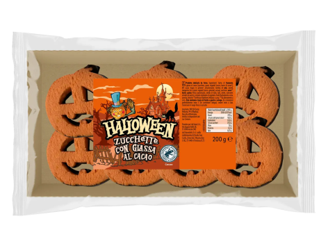Biscotti a forma di zucca con glassa al cacao