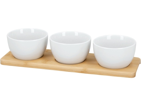 Set ciotole in porcellana con vassoio, 4 pezzi