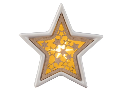 Decorazione natalizia a LED in ceramica e legno