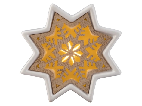 Decorazione natalizia a LED in ceramica e legno