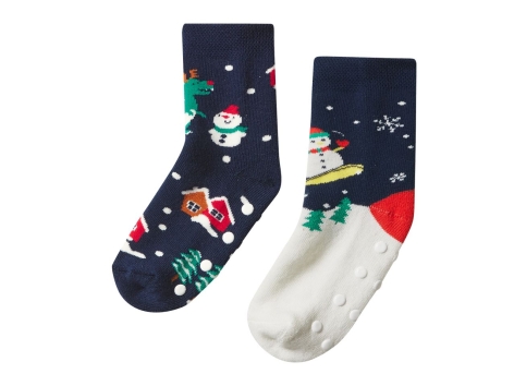 Calze termiche antiscivolo natalizie per bambini, 2 paia