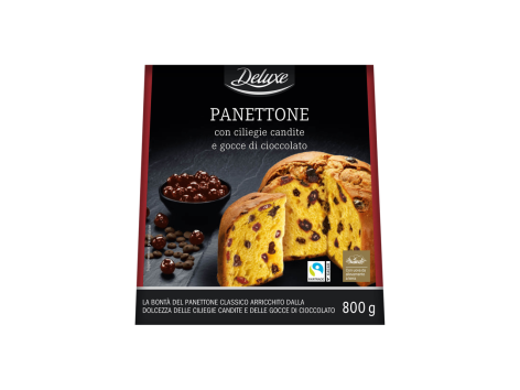 Panettone con ciliegie candite e gocce di cioccolato