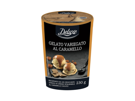 Gelato variegato al caramello salato
