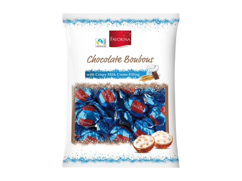 Praline di cioccolato al latte ripiene di crema e cereali