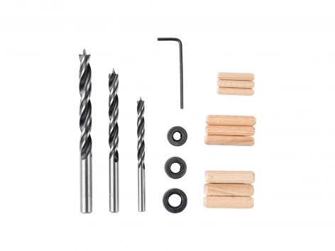 Set calibro per spinatura, tasselli e punte per trapano